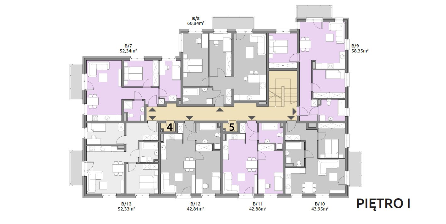 Mieszkania lawendowa - piętro 1