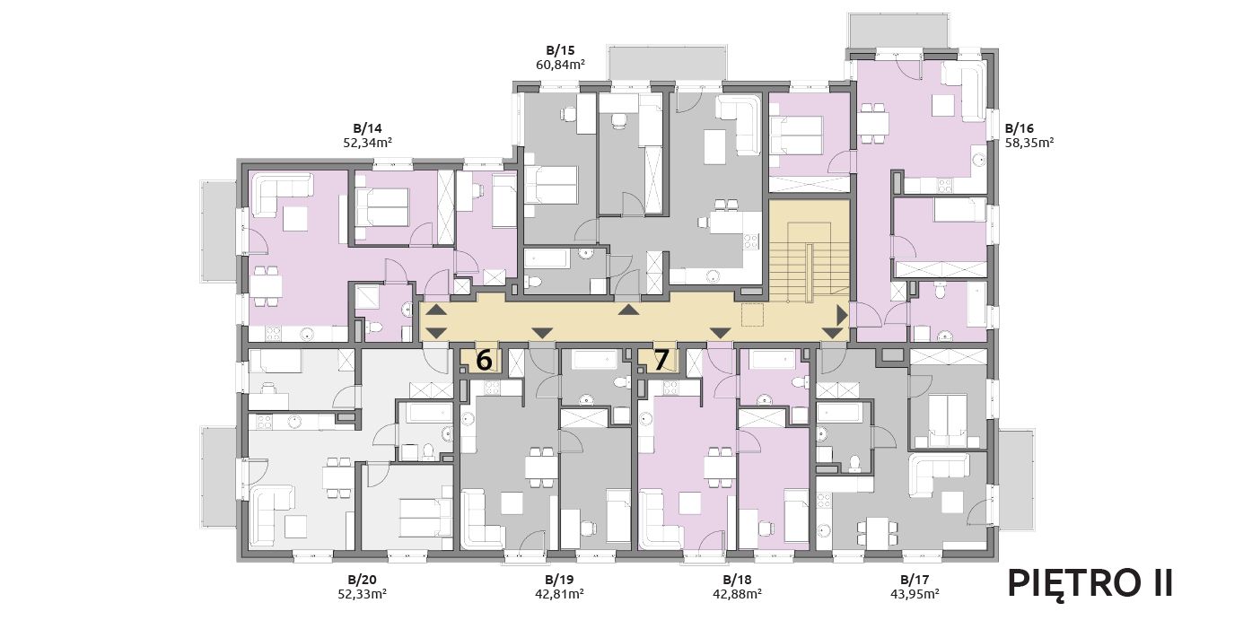 Mieszkania lawendowa - piętro 2