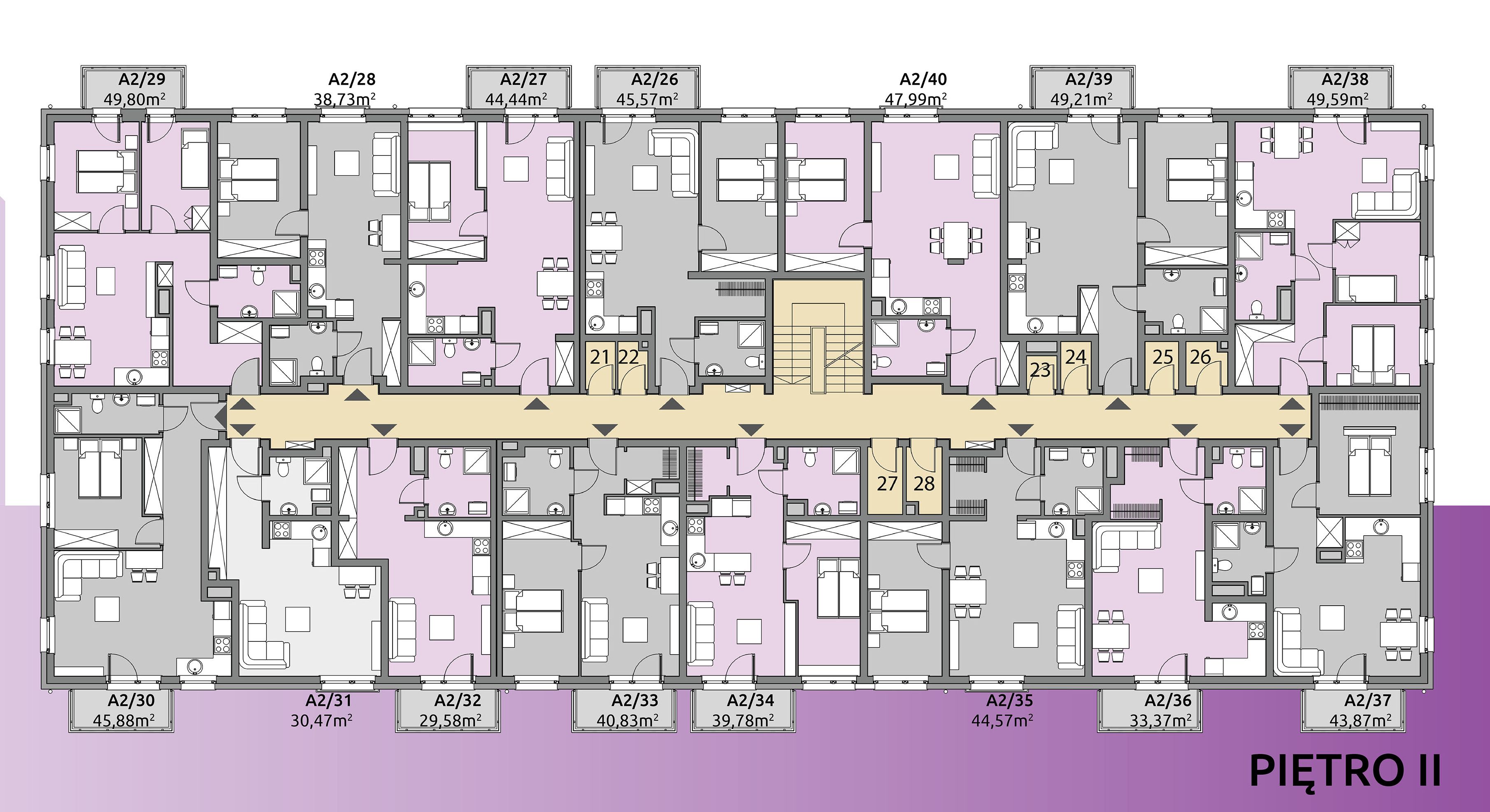 Mieszkania lawendowa - piętro 2